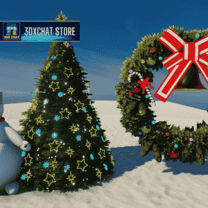 Christmas tree, snowman and wreath