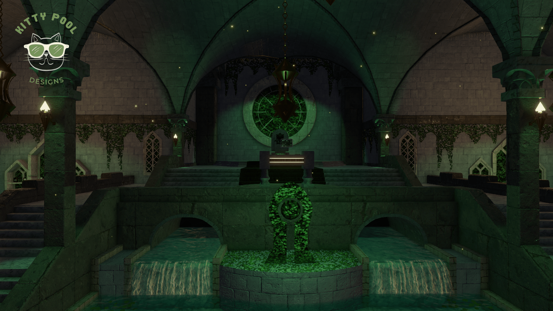 3DX Chat A castle overgrown with greenery and plants turned into a nightclub.