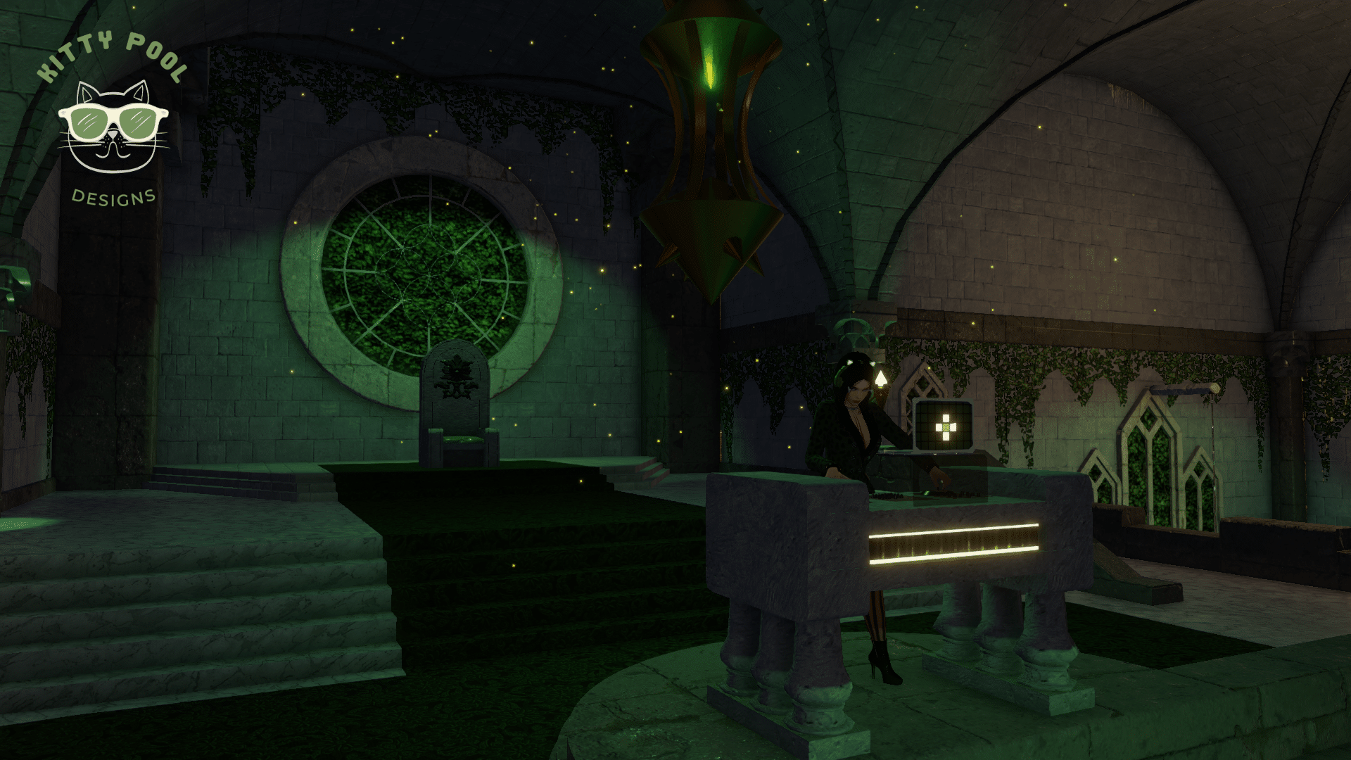 3DX Chat A castle overgrown with greenery and plants turned into a nightclub.