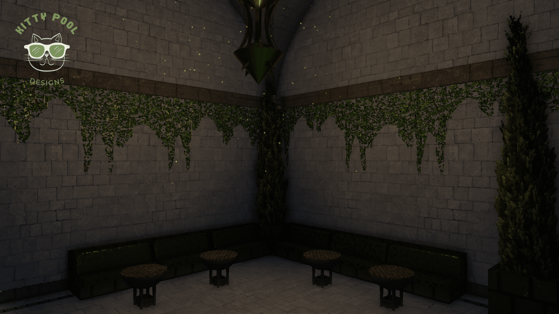 3DX Chat A castle overgrown with greenery and plants turned into a nightclub.