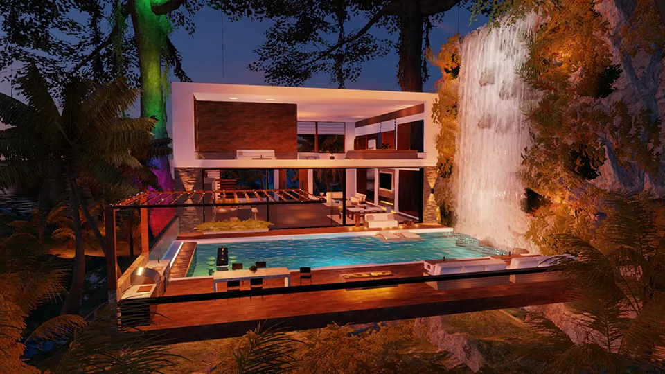 T'S TIME TO LIVE IN THE HOUSE OF YOUR DREAMS, MINIMALIST STYLE INSIDE, A TRUE BEAUTY OF NATURE OUTSIDE. IN THIS TWO-LEVEL HOUSE YOU HAVE A LIVING ROOM, DINING ROOM, KITCHEN, A BEAUTIFUL TERRACE WITH A RELAXATION AREA, A POOL WITH A WATERFALL, THE BAR IS INSIDE THE POOL, IN THE SURROUNDINGS YOU HAVE SOFAS AND A BBQ AREA, WITH A SUPER MODERN STYLE OF DECORATION. ON THE SECOND LEVEL A LARGE ROOM WITH AN OFFICE WITH POSES, A LARGE BED, A FIREPLACE AREA TO GIVE HEAT TO THE ROOM, A FULL BATHROOM, A JACUZZI WITH A VIEW OF THE TERRACE AND A SOFA AREA. SURROUND YOURSELF WITH VEGETATION AND THE SOUND OF FALLING WATER AND RELAX!