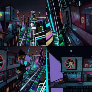 Neon Cyberpunk City Apartment by Kismet