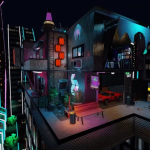 Neon Cyberpunk City Apartment by Kismet