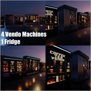 4 ULTIMATE VENDO MACHINES + FRIDGE…